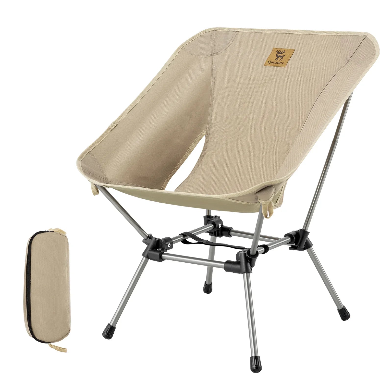 Qunature Global 260lbs lightweight folding aluminum camping chair with a compact design for outdoor use.
