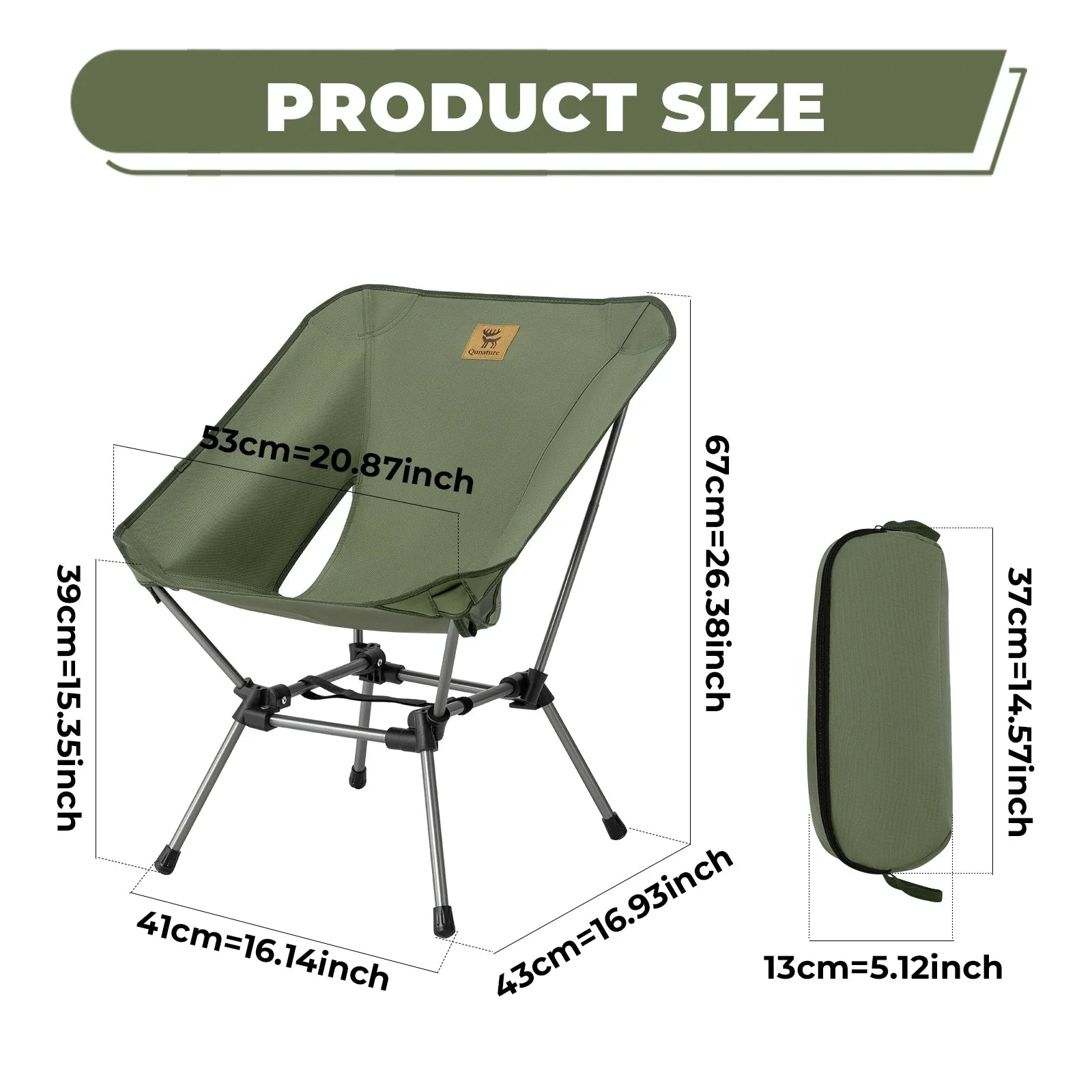 Lightweight Qunature Global folding aluminum camping chair with a sturdy design, ideal for outdoor activities.