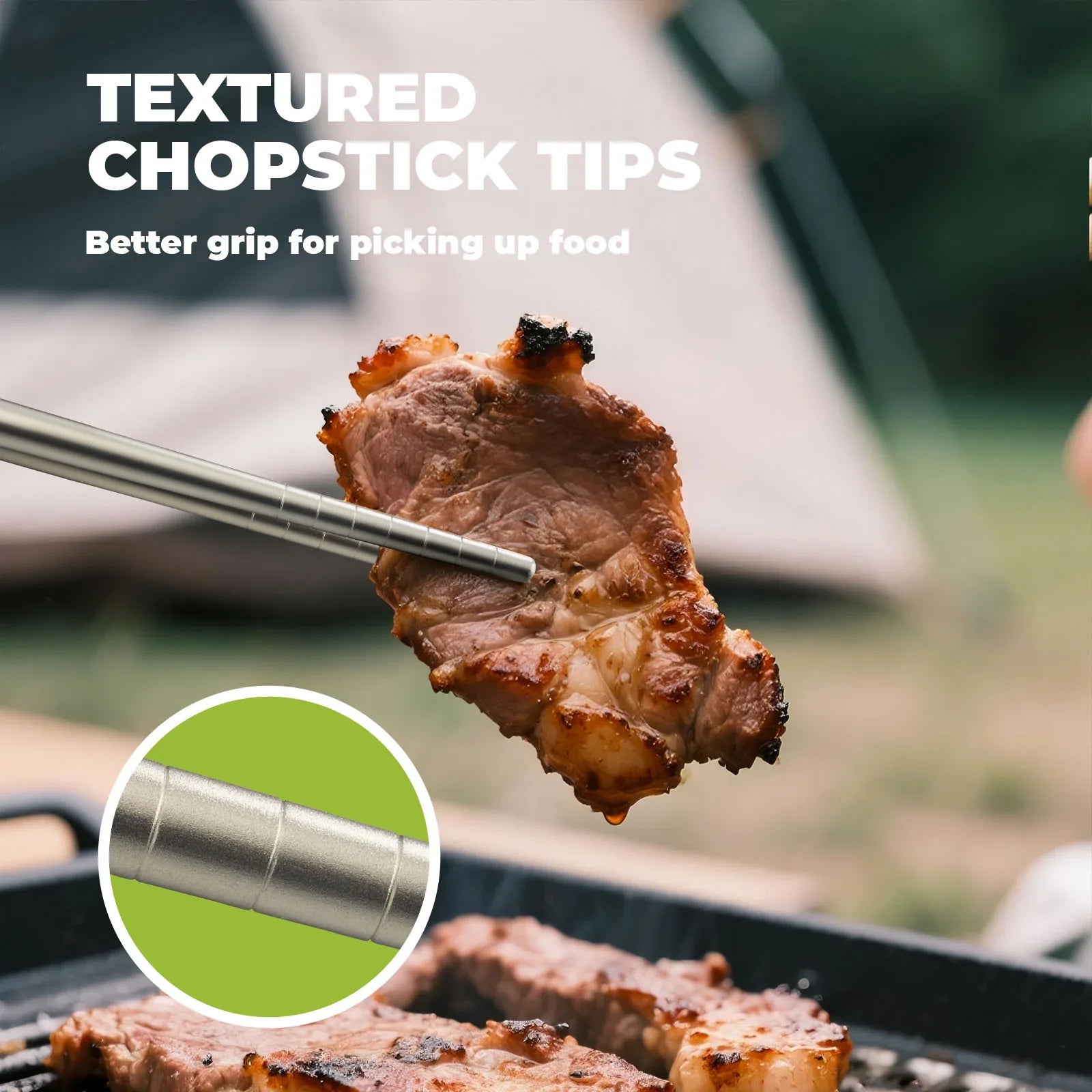 Lightweight Titanium 3-in-1 Tableware Set by Qunature Global featuring a fork, spoon, and knife in a compact design.
