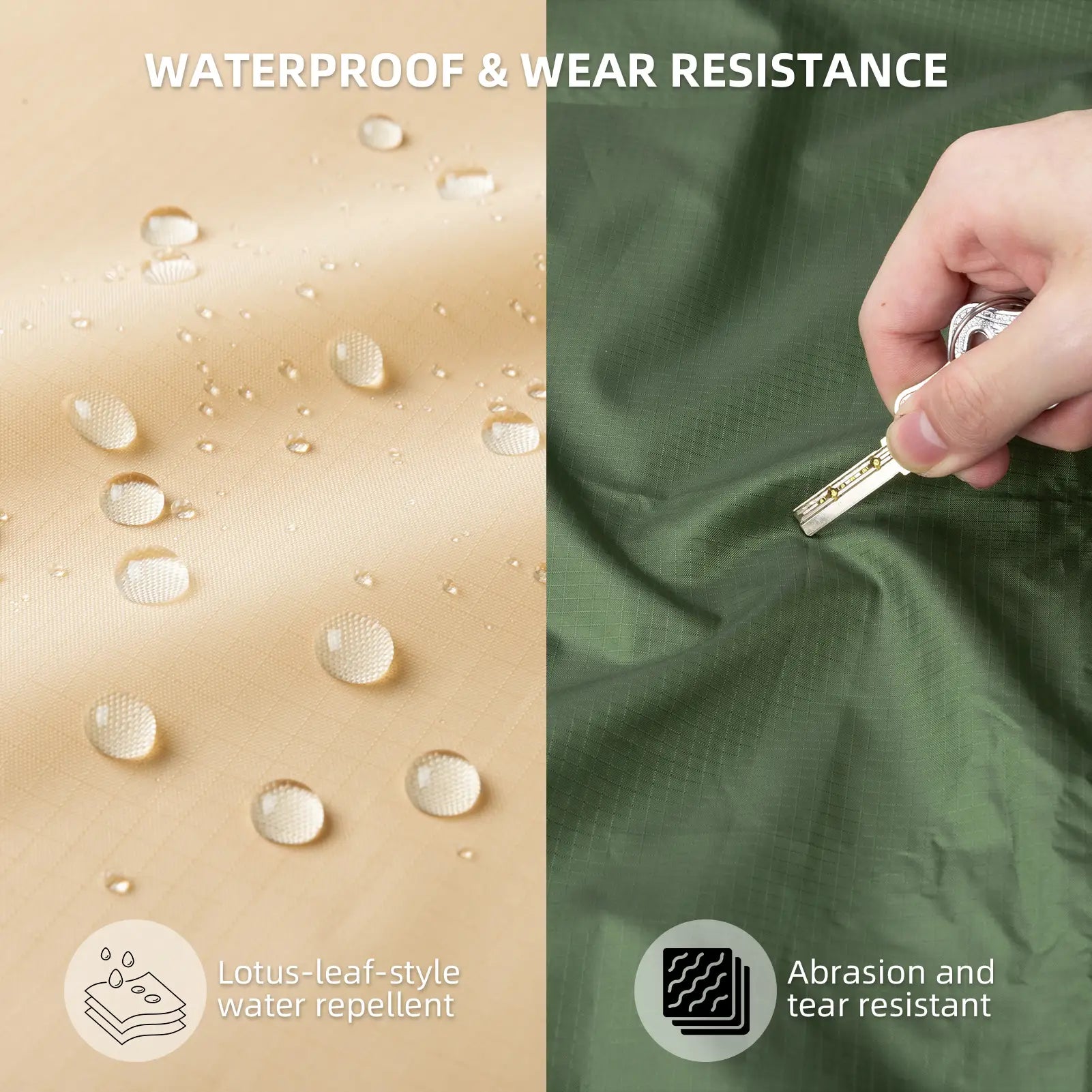 Lightweight waterproof picnic blanket by Qunature Global, folded on grass, ideal for camping and beach trips.