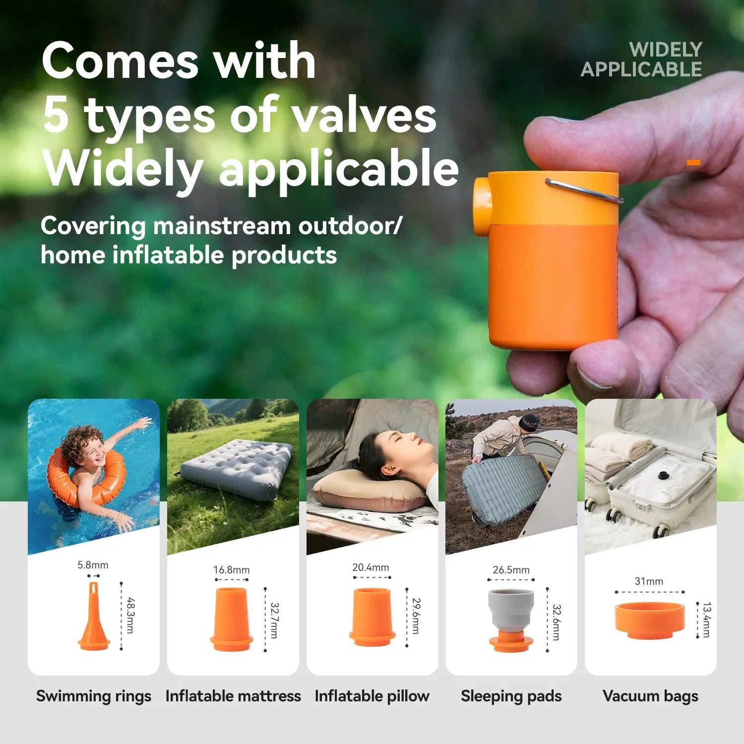 Qunature Global mini air pump with rechargeable battery, designed for inflating various portable items.