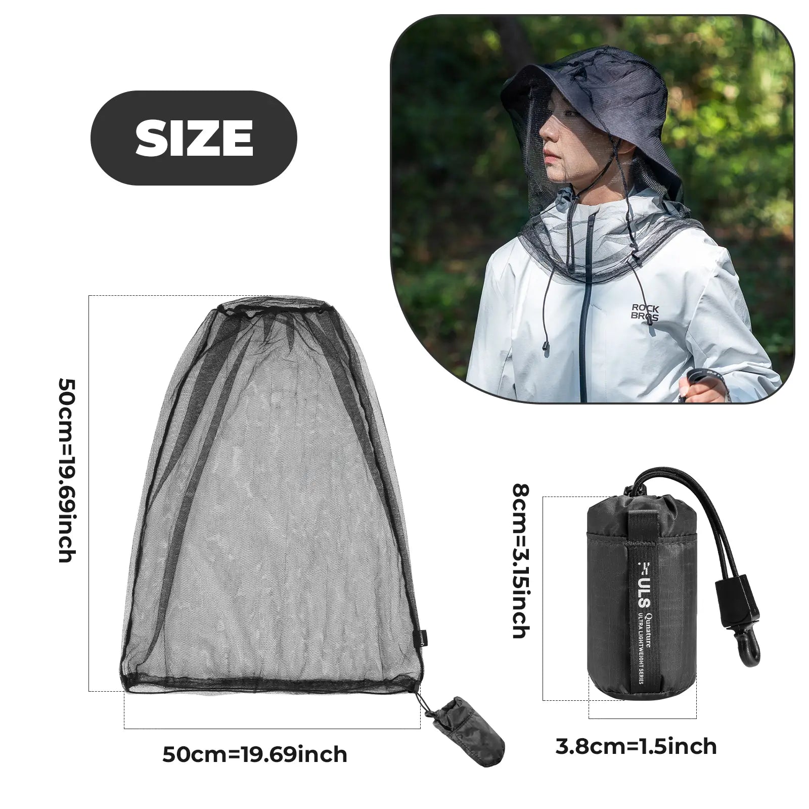Qunature Global mosquito head net mesh for hiking, featuring fine mesh design for bug protection in outdoor settings.