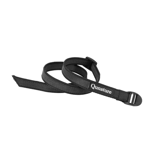 Qunature Global 2-pack multi-purpose adjustable cargo binding straps for bikepacking, shown securing gear on a bicycle.