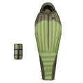 Qunature Global 650 fill power down mummy sleeping bag, waterproof, designed for camping in 23°F conditions.