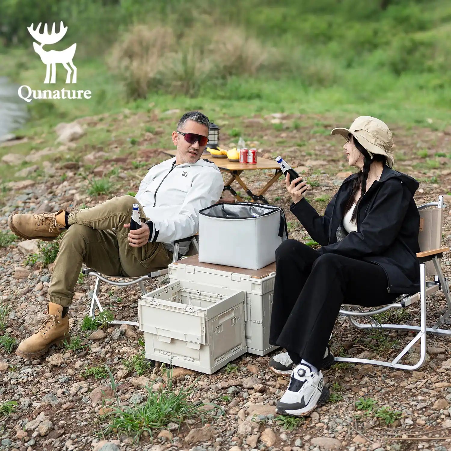 Outdoor foldable insulated storage box by Qunature Global in 16L, 35L, 42L, or 63L, showing the insulated and foldable design.