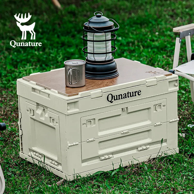 Qunature Global multi-door folding storage box set with tabletop, featuring a 60L and 26L design for versatile organization.