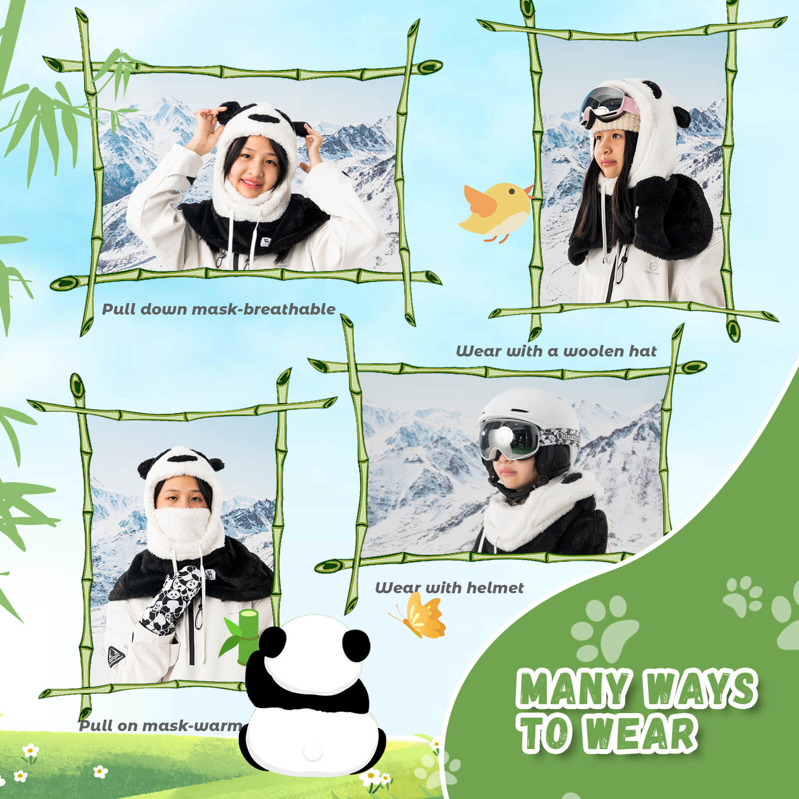 Qunature Panda Head Cover for Kids and Adults - OVERLANDERS Outfitter