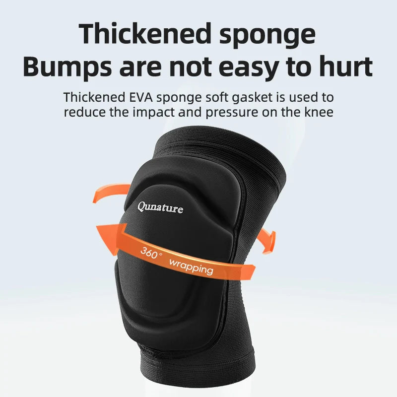 Qunature Global protective knee pads with thick sponge and anti-slip design for skiing and impact protection.
