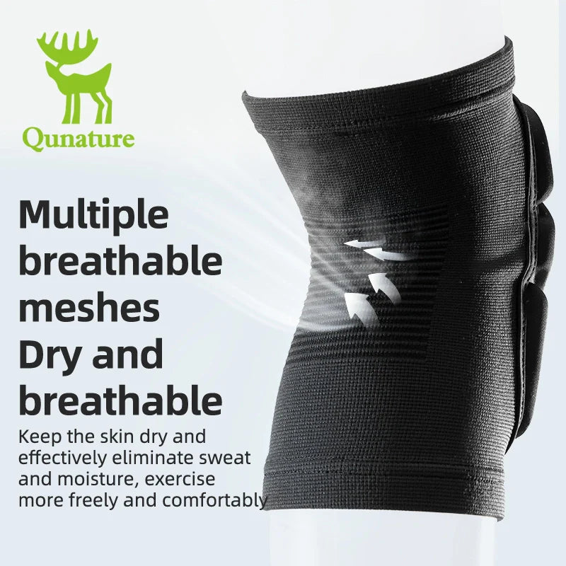 Qunature Global protective knee pads with thick sponge and anti-slip design for ski impact protection.