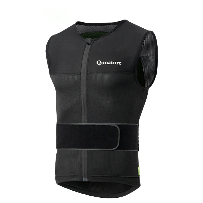 Qunature Global ski back vest with impact protection, EU-certified safety, and breathable comfort for winter sports.