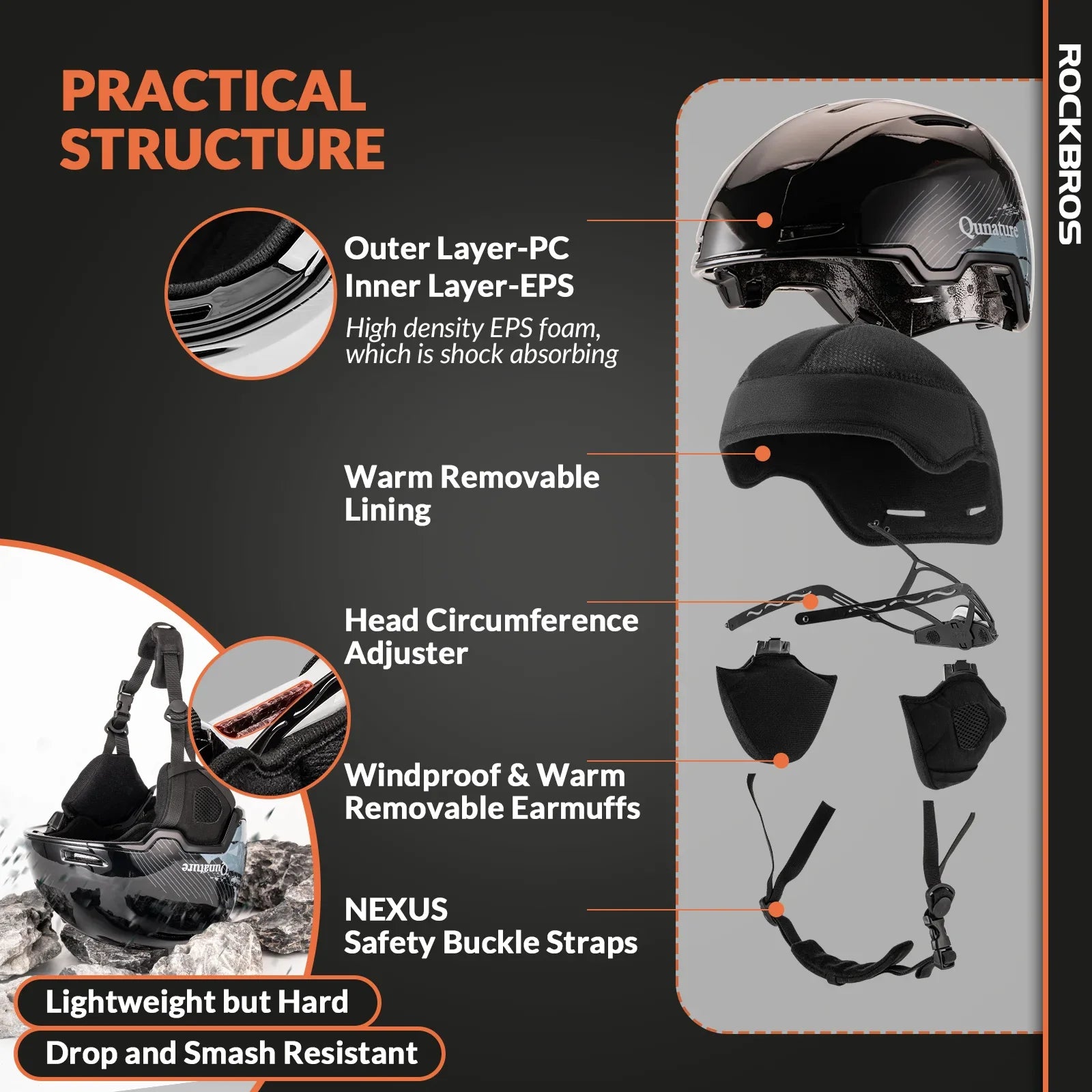 Qunature Global ski helmet with adjustable ventilation and detachable liner, designed for winter sports safety and comfort.