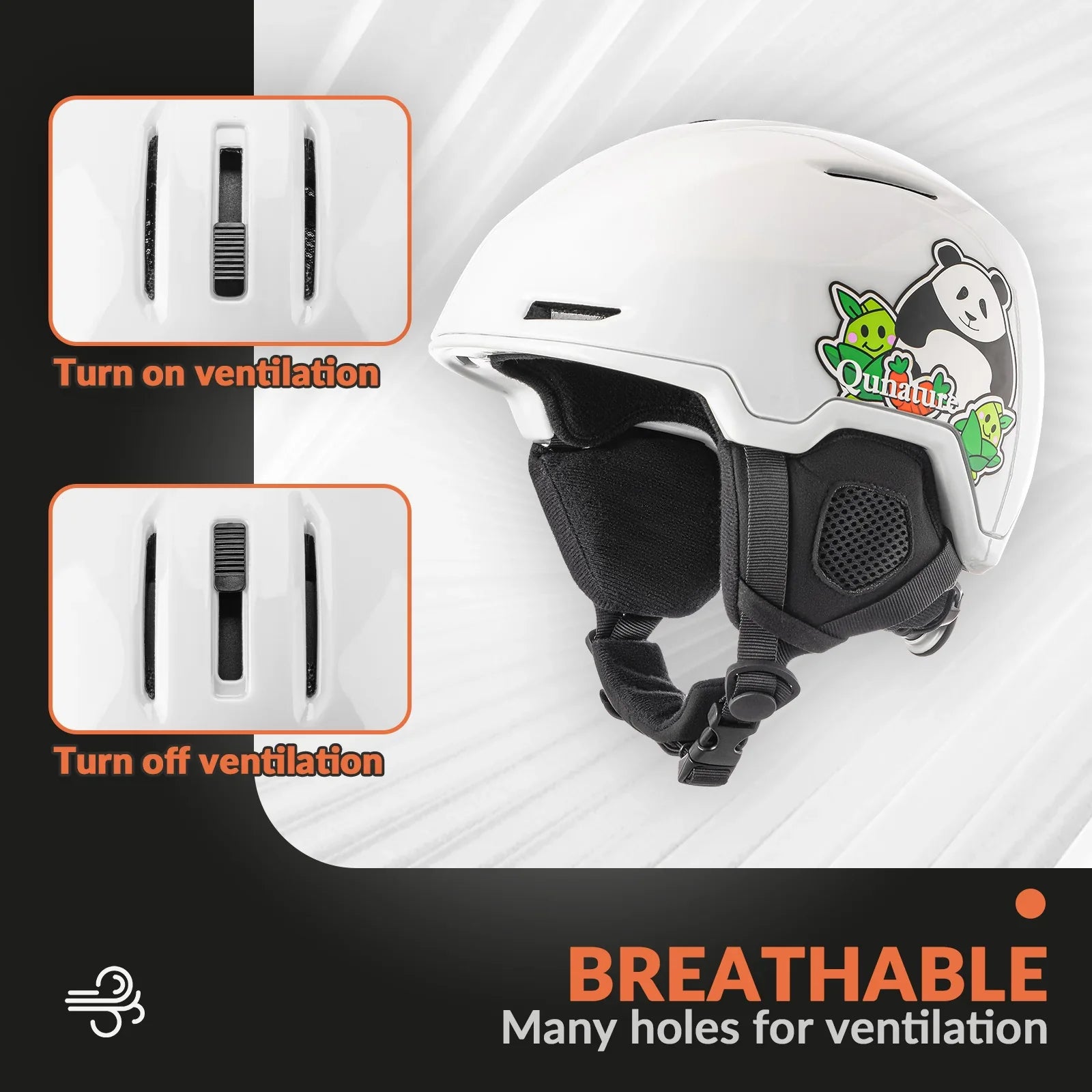 Qunature Global ski helmet with adjustable ventilation and detachable liner, designed for winter sports safety and comfort.