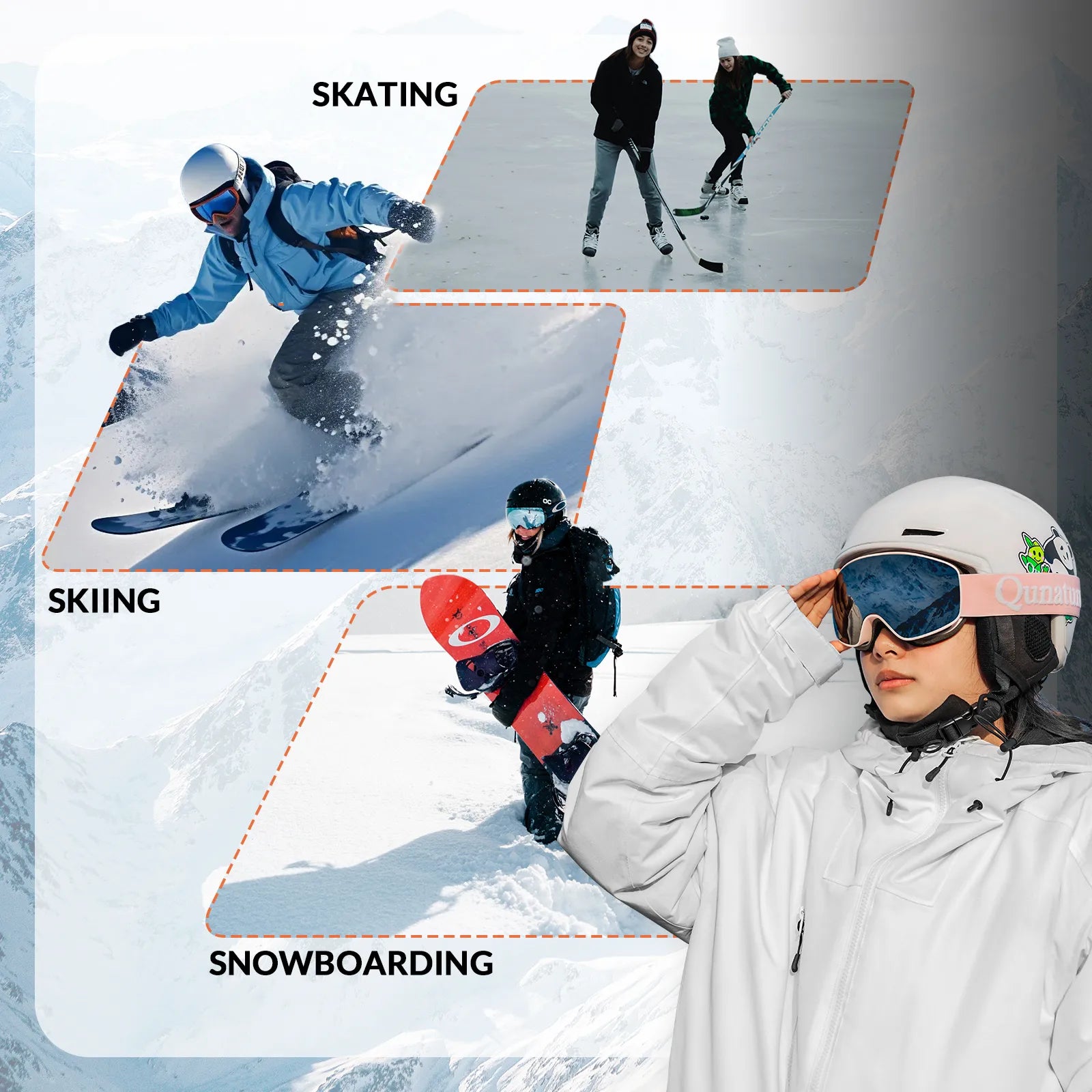 Qunature Global ski helmet with adjustable ventilation and detachable liner for winter sports safety and comfort.