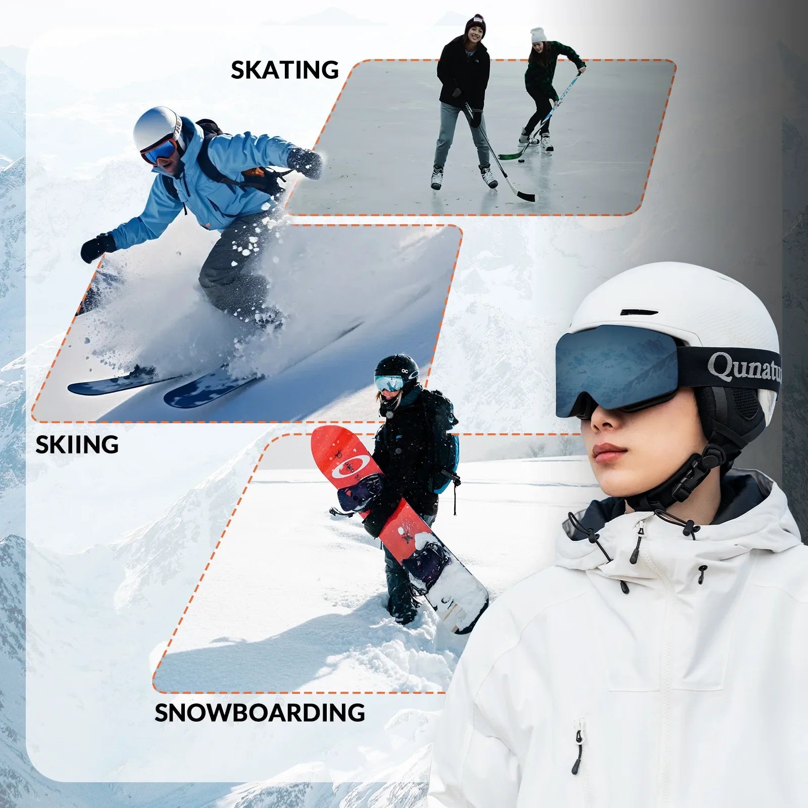 Qunature Global ski helmet with adjustable ventilation and detachable liner for winter sports safety and comfort.