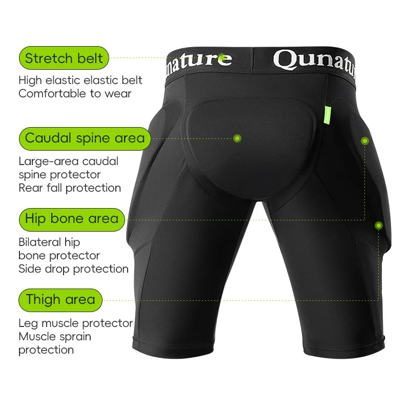 Qunature Global ski impact protection pants with EVA foam padding for impact absorption and safety during skiing.