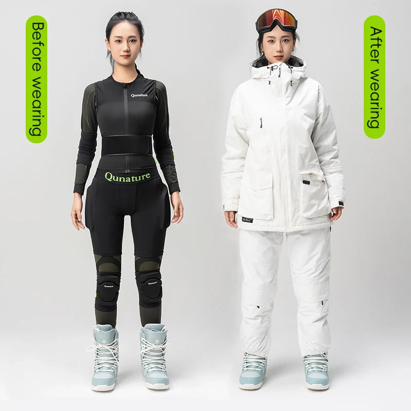 Qunature Global ski impact protection pants with EVA foam padding for safety and cushioning during winter sports.