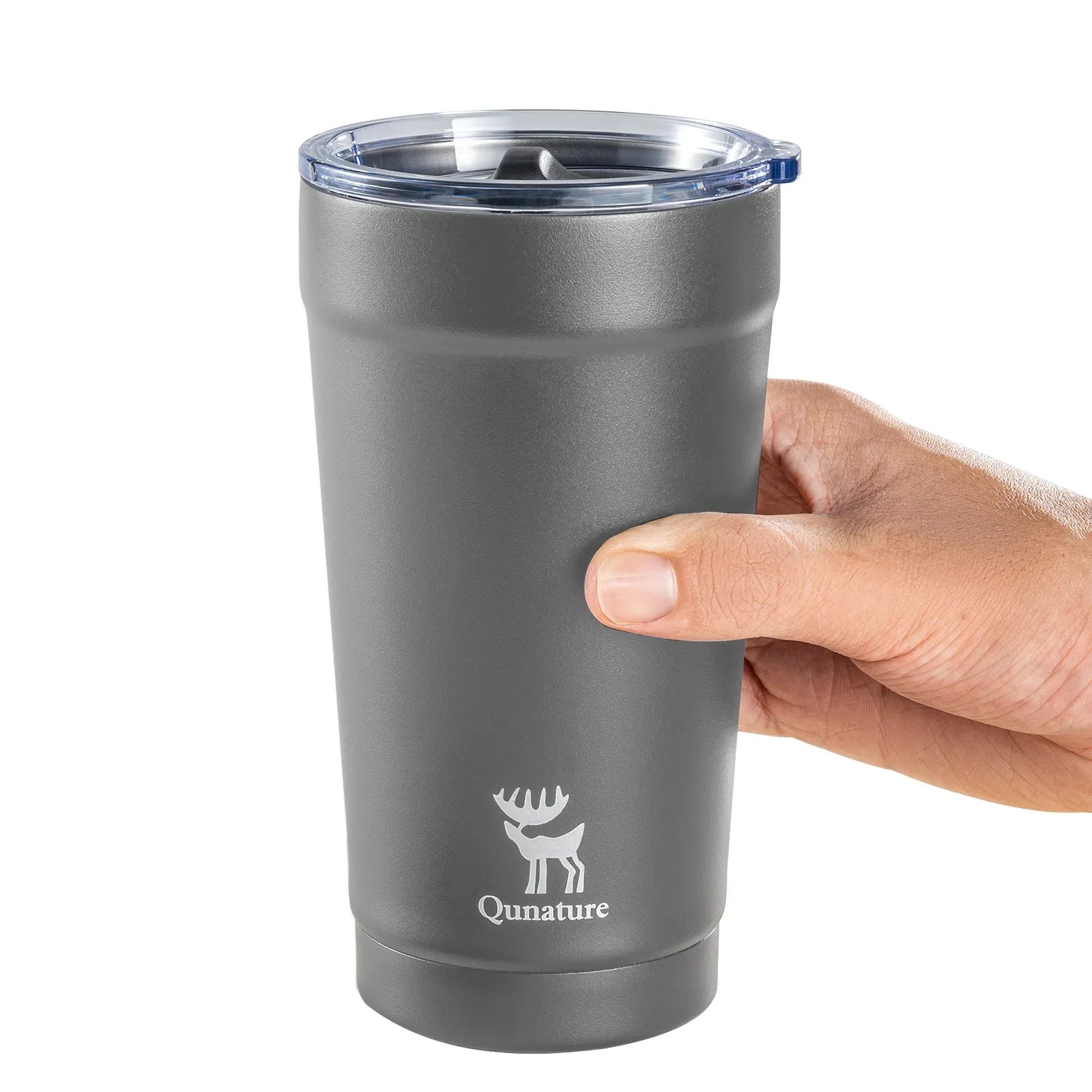 Stainless steel Qunature Global coffee cup with eco-friendly design and thermal insulation for hot and cold beverages.
