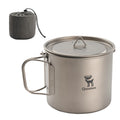 Qunature Global titanium hanging cup with short handle, 1100ml capacity, lightweight and durable for outdoor use.