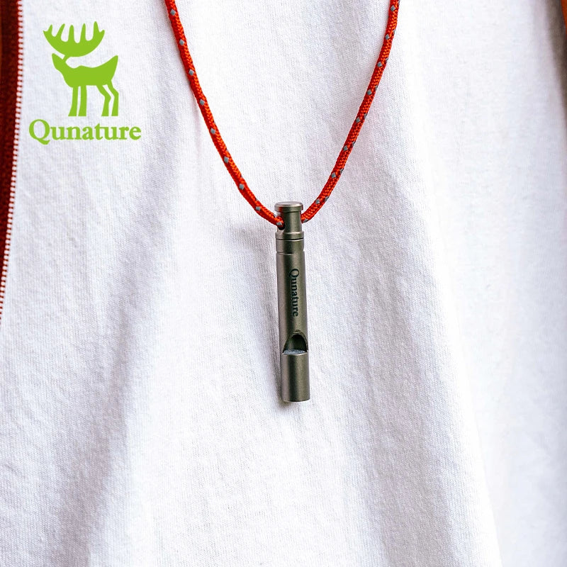 Qunature Global titanium survival whistle emits a loud 120dB sound, lightweight and durable outdoor gear for emergencies.
