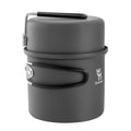 Qunature Global ultra-light aluminum camping cookware set with nestable design and handles, ideal for outdoor cooking.