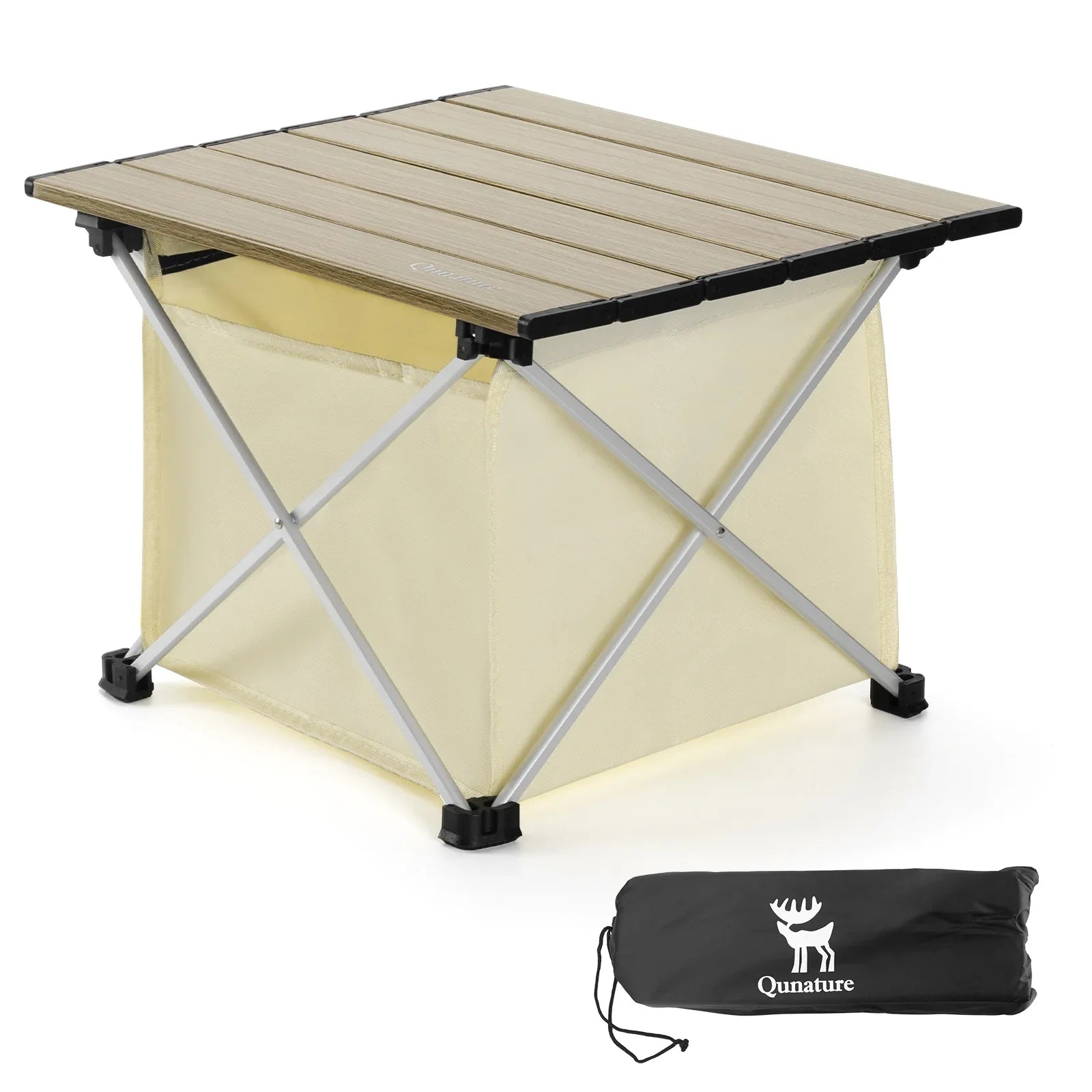 Qunature Global lightweight foldable aluminum camping table with storage bag, portable and easy to carry outdoor furniture