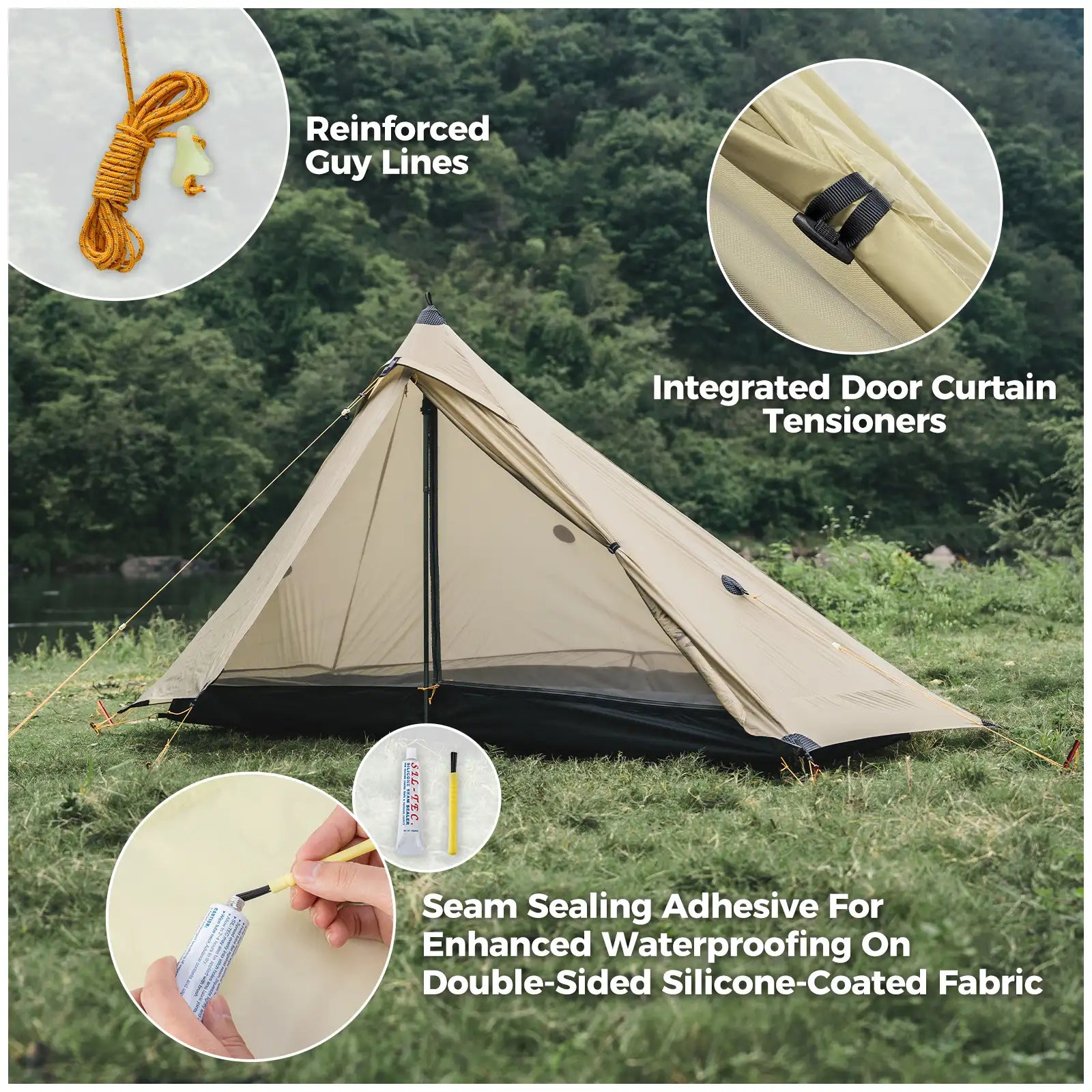 Qunature Global ultralight tent with rodless design, rainproof fabric, and easy setup for outdoor camping adventures.