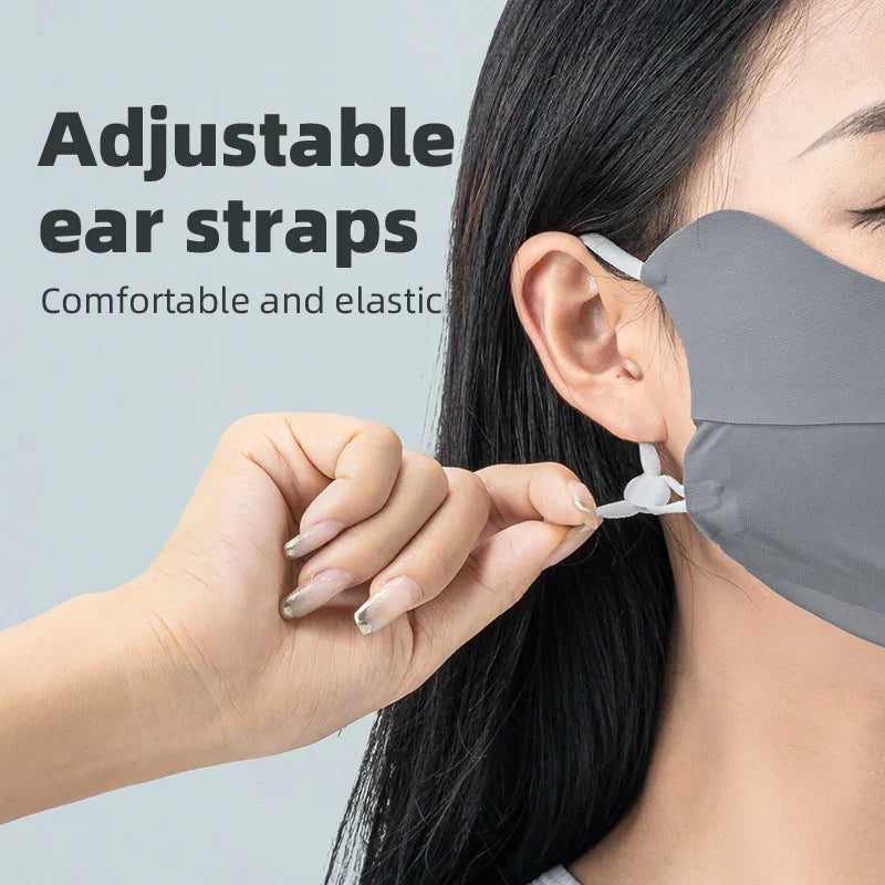 Qunature Global UV protection breathable face mask with eye coverage, adjustable straps, reusable, designed for cooling and comfort.