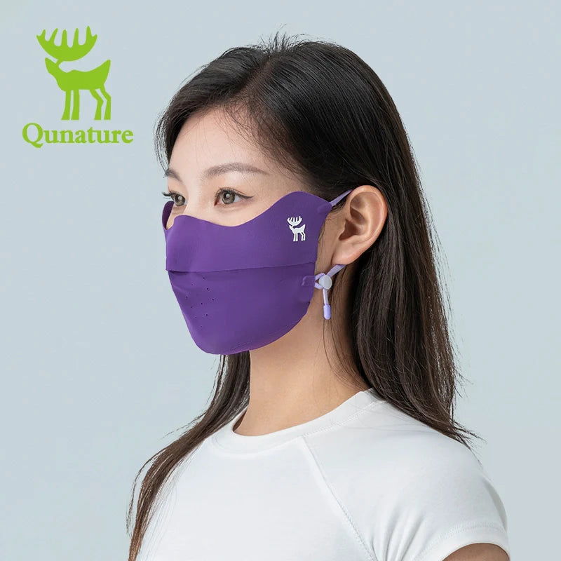 Qunature Global UV protection face mask with breathable fabric, eye coverage, adjustable fit, and reusable design.