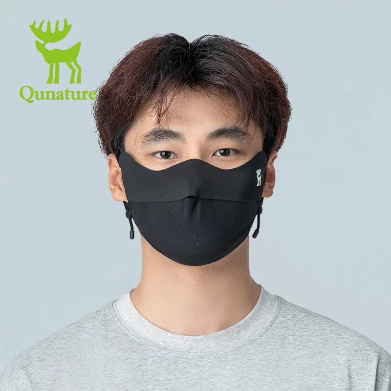 Qunature Global UV protection cool face mask with breathable fabric, eye coverage, adjustable fit, and reusable design.