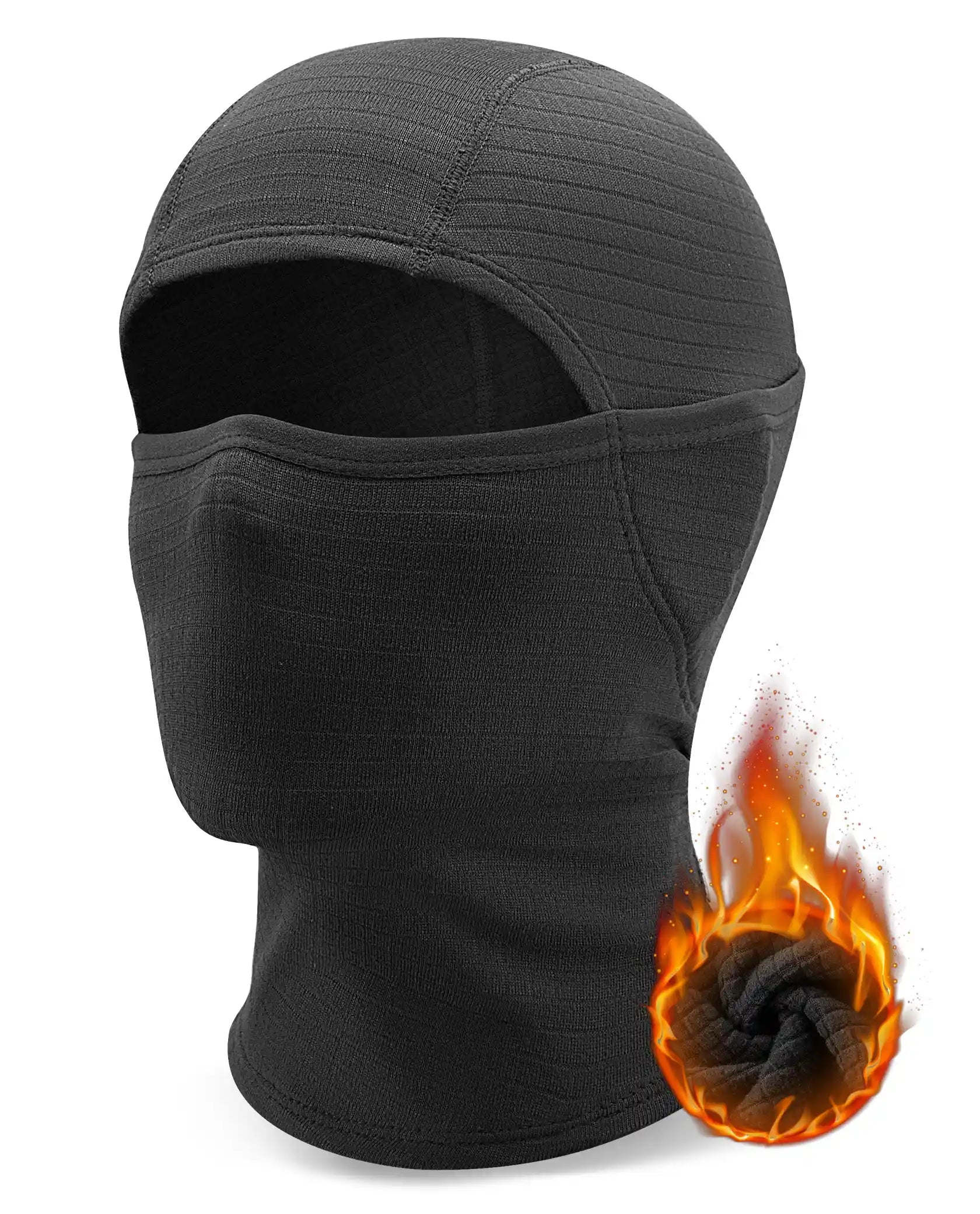 Qunature Global waffle grid hooded mask with full-face cold protection, comfortable head cover for winter outdoor wear.