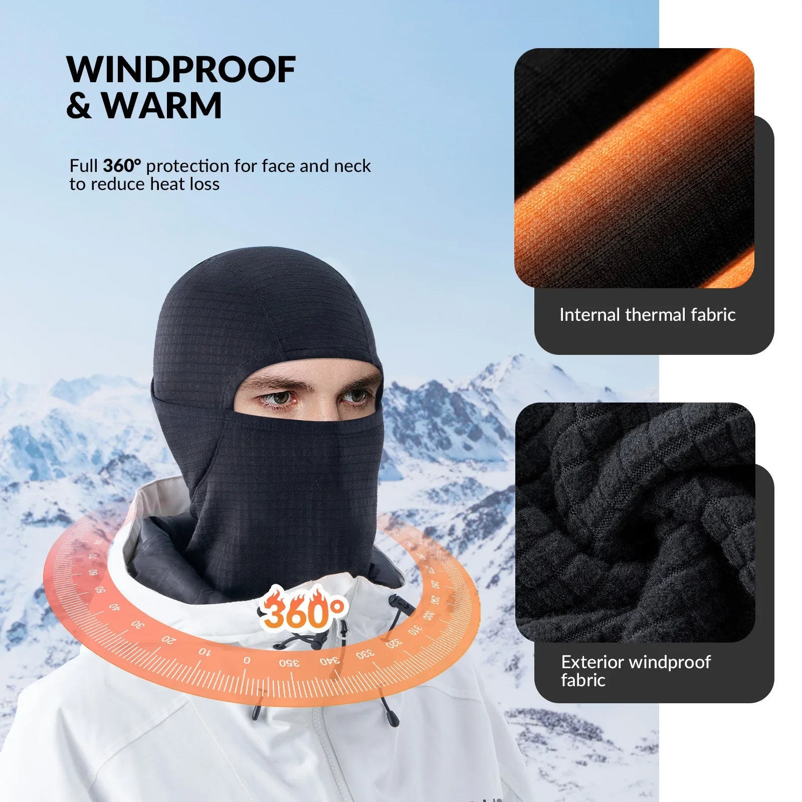Qunature Global waffle grid hooded mask with full-face cold protection and comfortable fit, designed as a head cover for winter warmth.