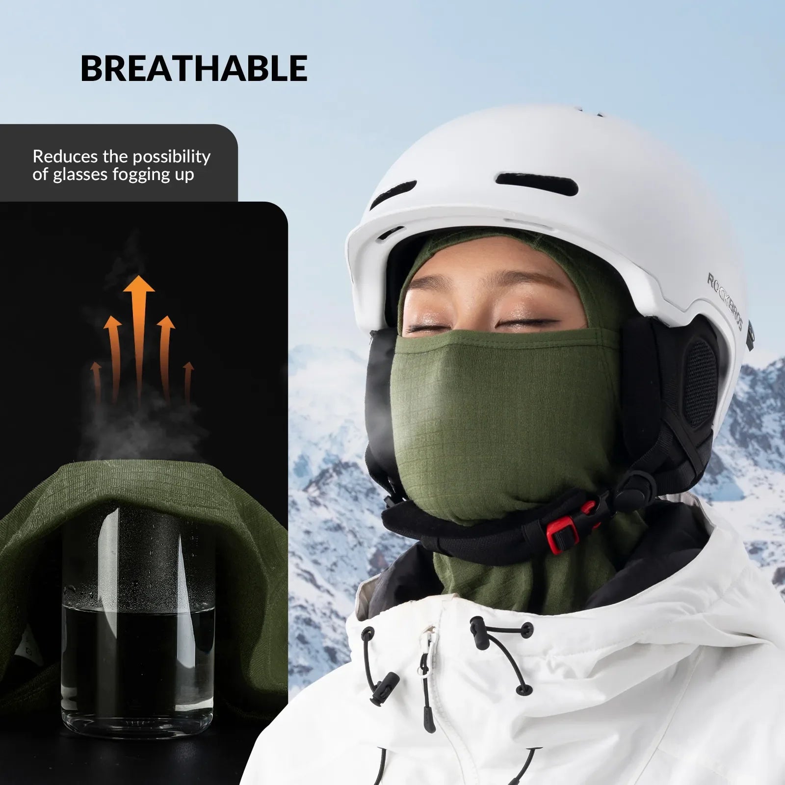 Qunature Global waffle grid hooded mask with full-face cold protection, head cover offering warmth and comfort.