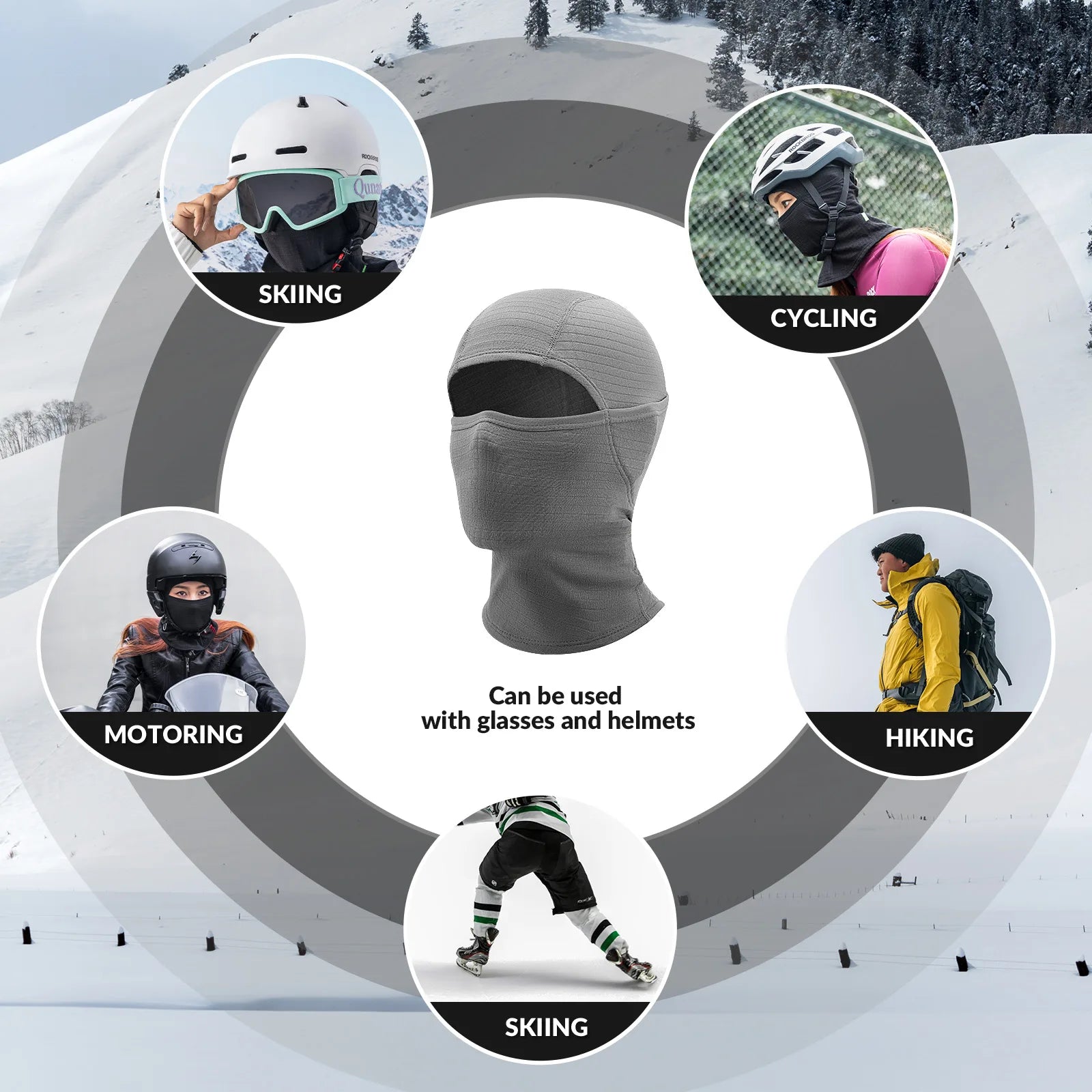Qunature Global waffle grid hooded mask with full-face cold protection and comfortable fit, designed as a versatile head cover for cold weather.