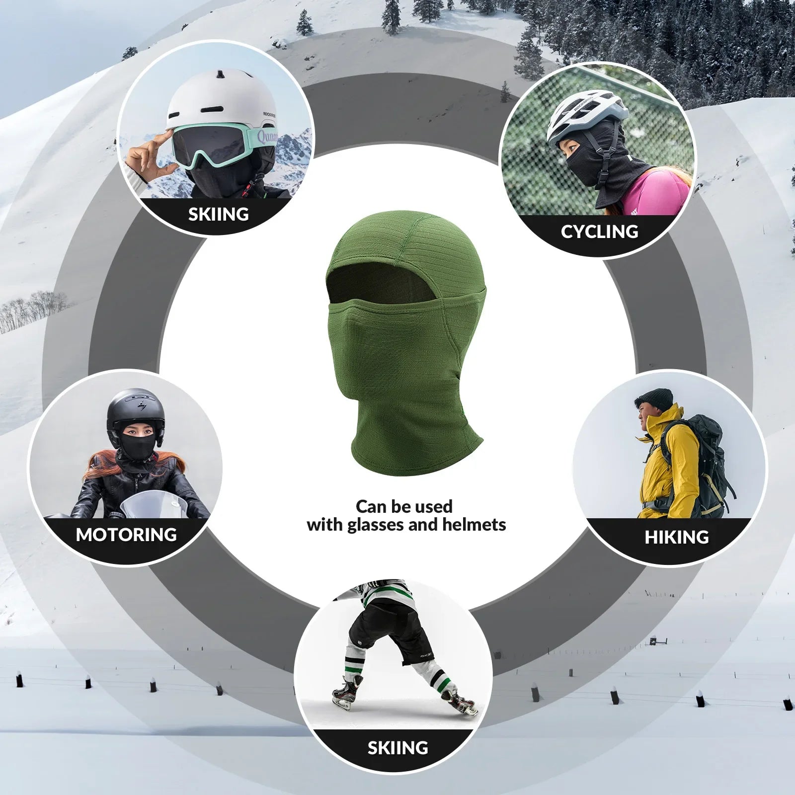 Qunature Global waffle grid hooded mask with full-face cold protection and comfortable fit, designed for outdoor winter protection.