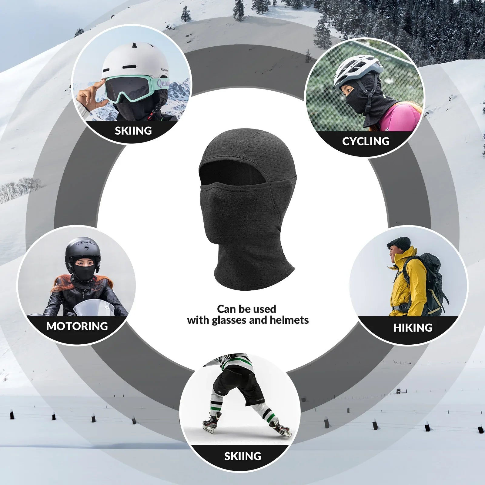 Qunature Global waffle grid hooded mask with full-face cold protection and comfortable fit, designed as a head cover for cold weather.