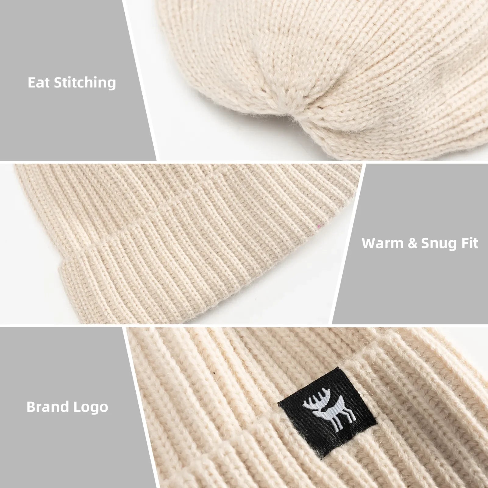 Warm full-ear knitted beanie by Qunature Global in a cozy knit design, perfect for winter wear.