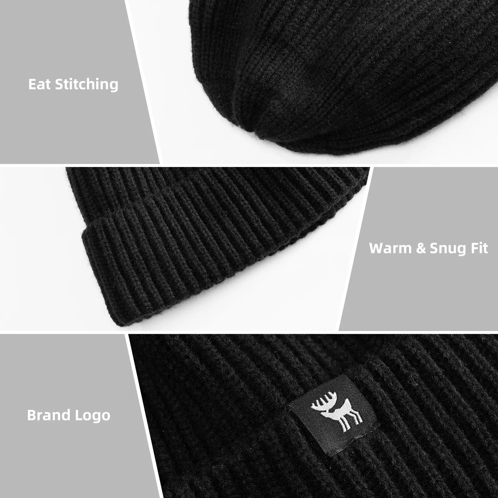 Warm full-ear knitted beanie by Qunature Global, showcasing soft fabric and cozy design in a stylish winter look.