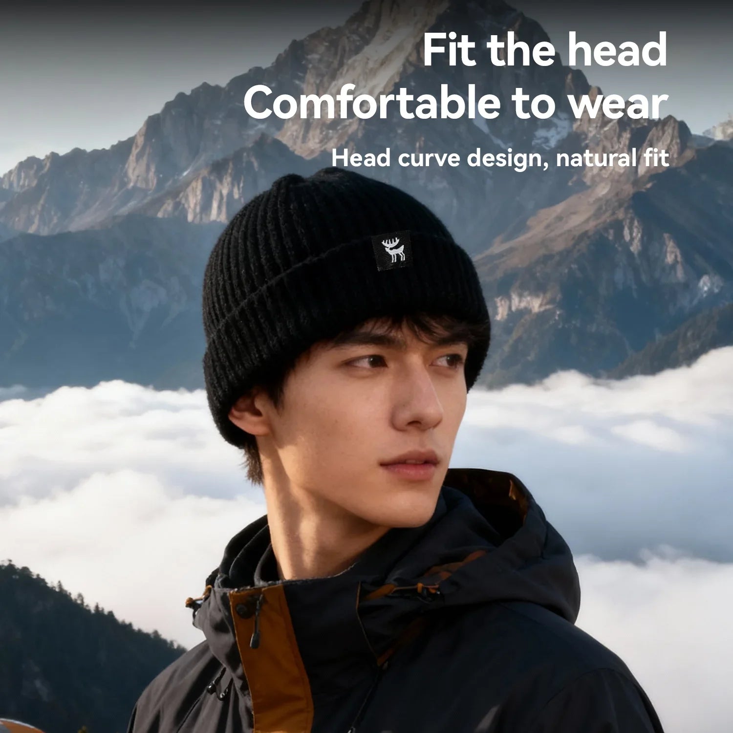 Warm full-ear knitted beanie by Qunature Global, showcasing a cozy design perfect for cold weather wear.