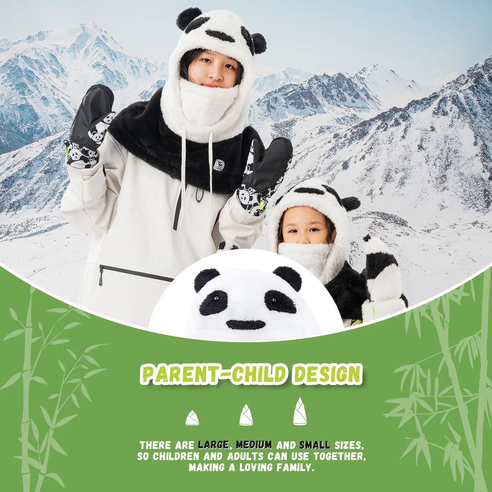 Qunature Global warm panda head cover for kids and adults, soft and cozy headwear with panda bear design.