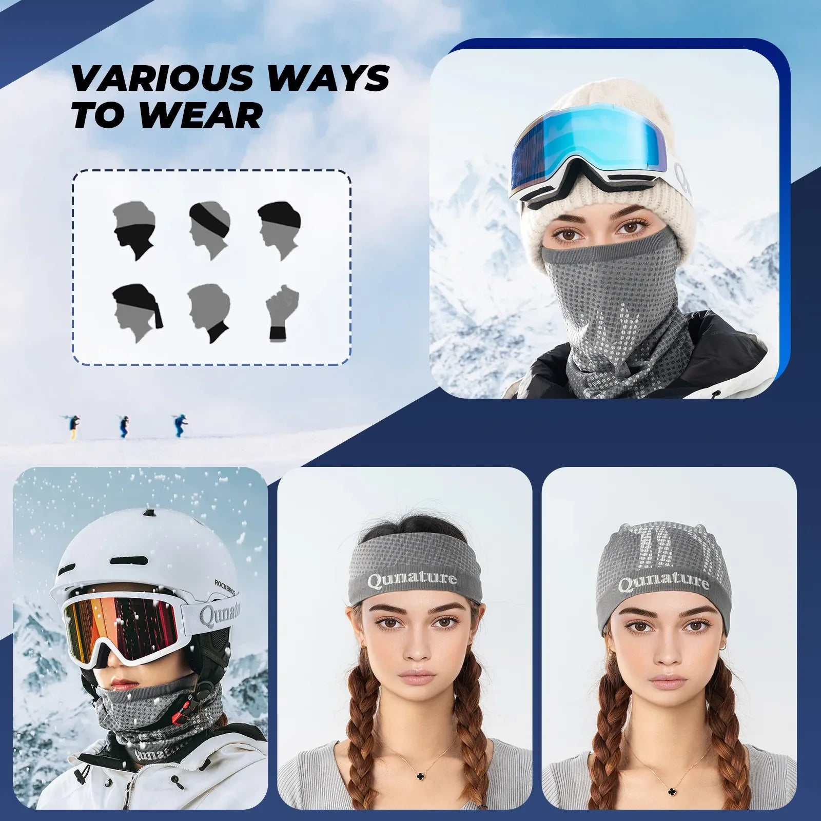 Skin-friendly Qunature Warm Ski Face Mask from the Reindeer Series, breathable head cover ideal for winter outdoor activities.