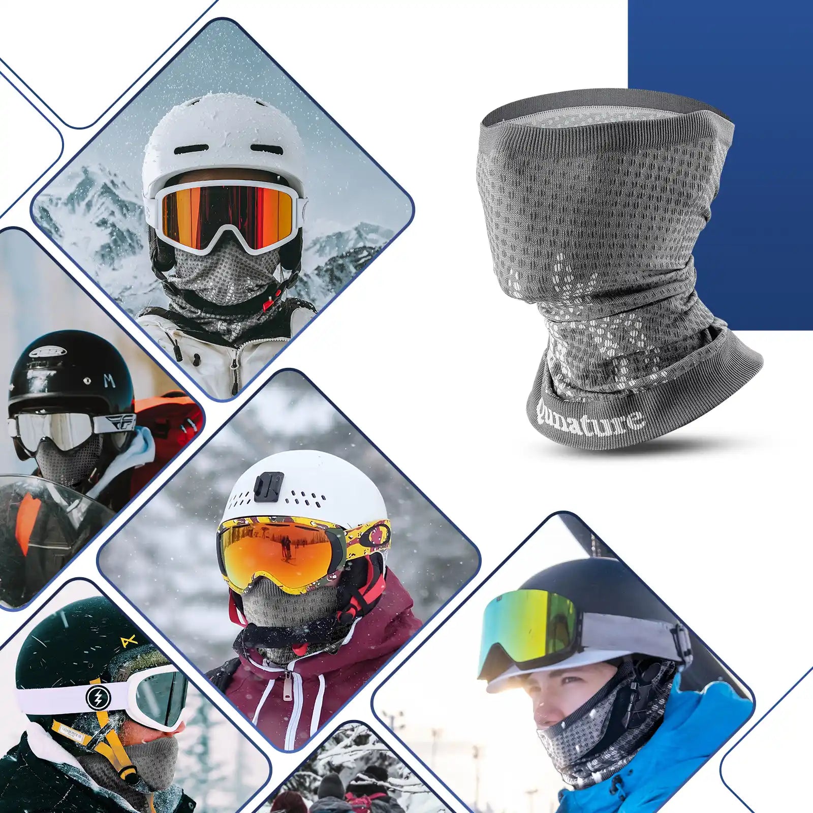 Qunature Global warm ski face mask from Reindeer Series, skin-friendly and breathable head cover for winter outdoor activities.