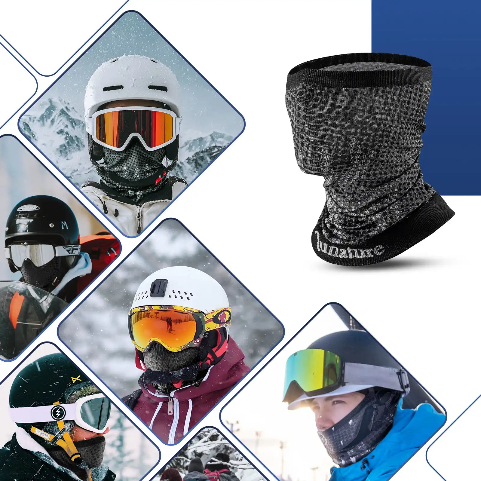 Qunature Global warm ski face mask from Reindeer Series, skin-friendly and breathable head cover for winter outdoor activities.