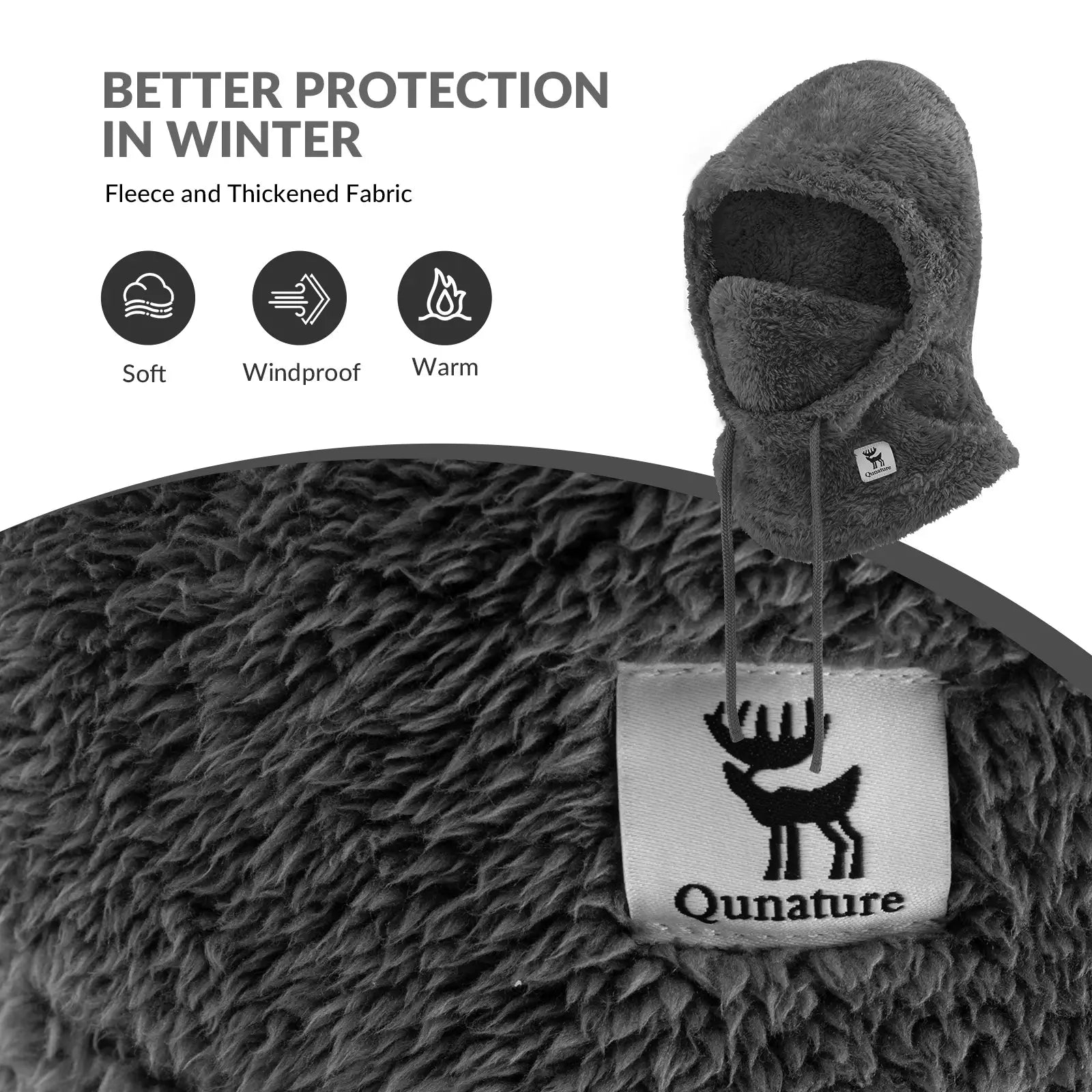 Qunature Global ski head cover with adjustable ventilation and detachable liner, designed for winter sports warmth and comfort.