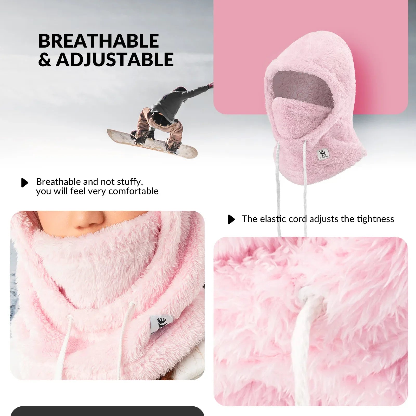 Qunature Global ski head cover with adjustable ventilation and detachable liner for winter sports warmth and protection.
