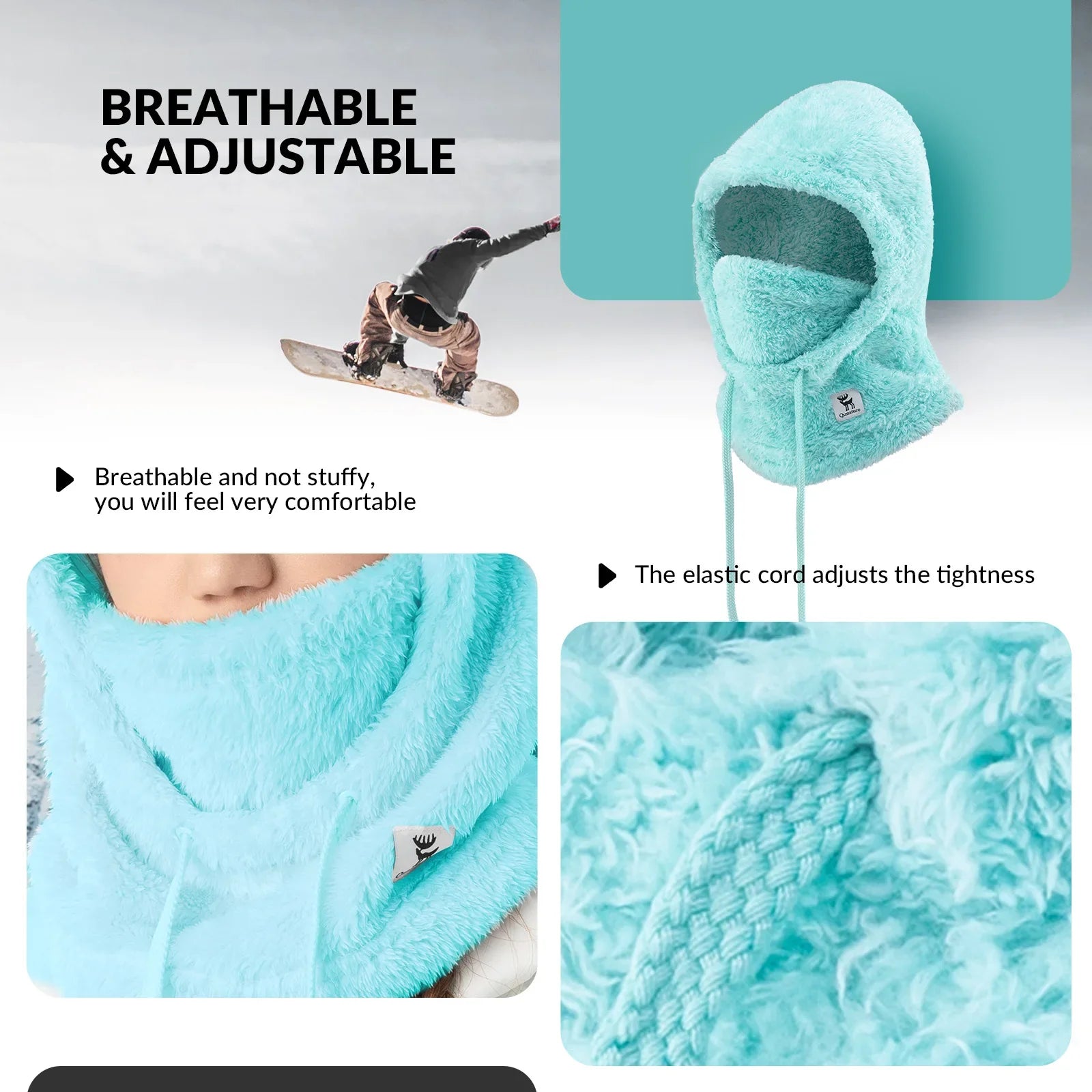 Qunature Global ski head cover with adjustable ventilation and detachable liner, designed for winter sports warmth and comfort.