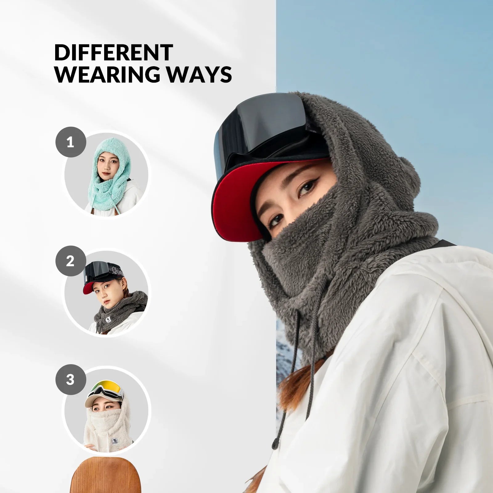 Qunature Global ski head cover with adjustable ventilation and detachable liner, designed for winter sports warmth and comfort.