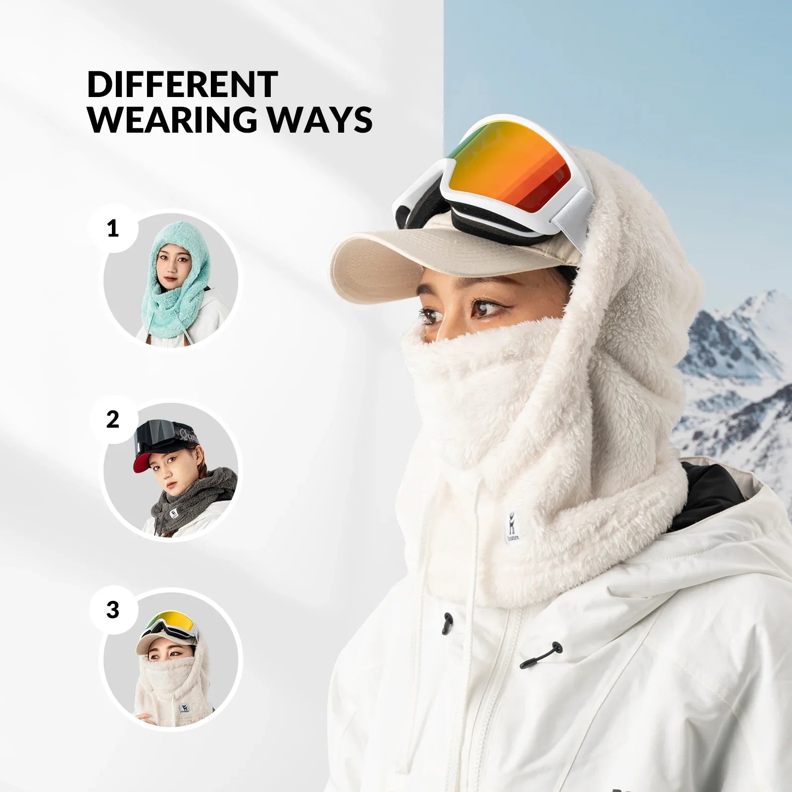 Qunature Global ski head cover with adjustable ventilation and detachable liner for winter sports warmth and comfort.