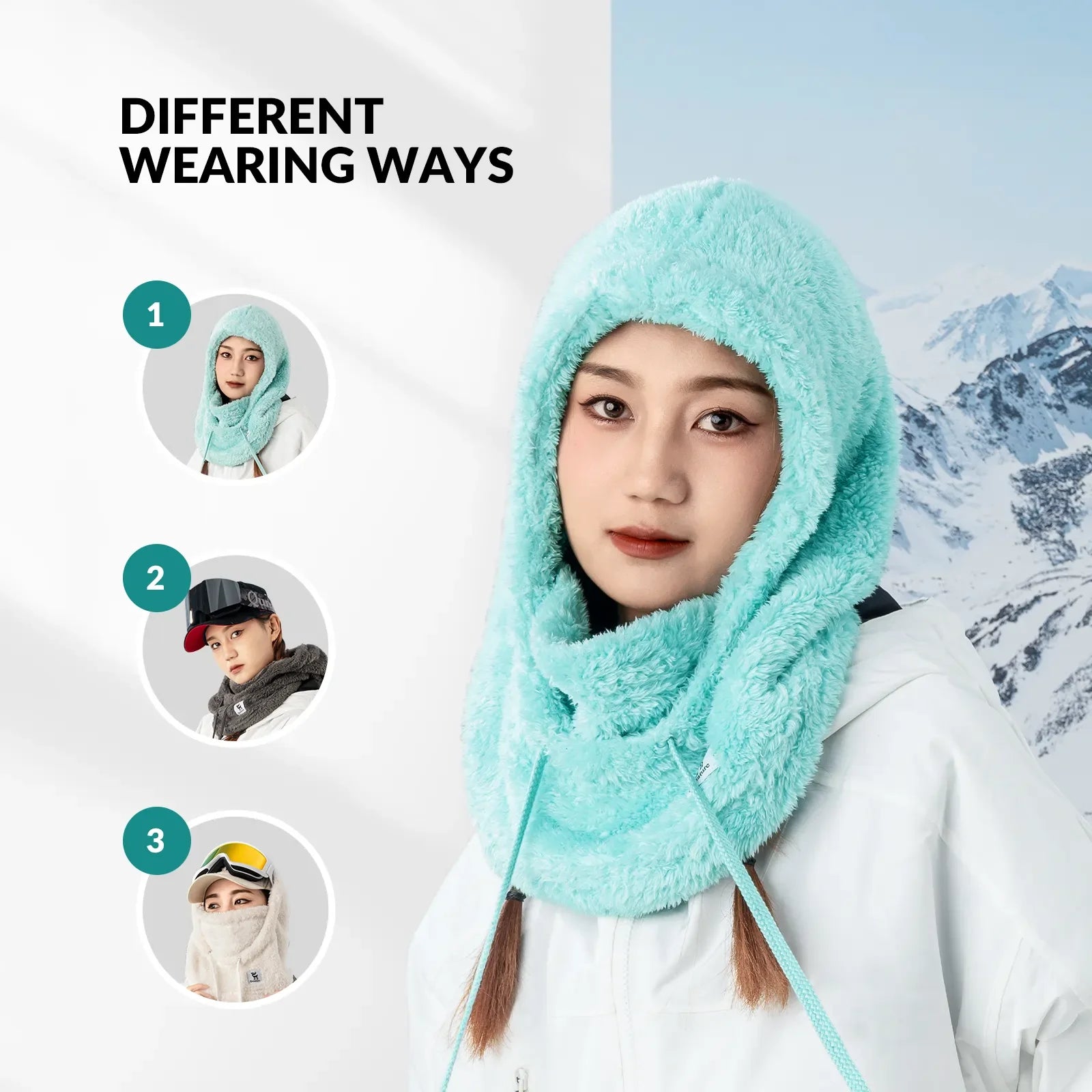 Qunature Global ski head cover with adjustable ventilation and detachable liner, designed for winter sports warmth and comfort.