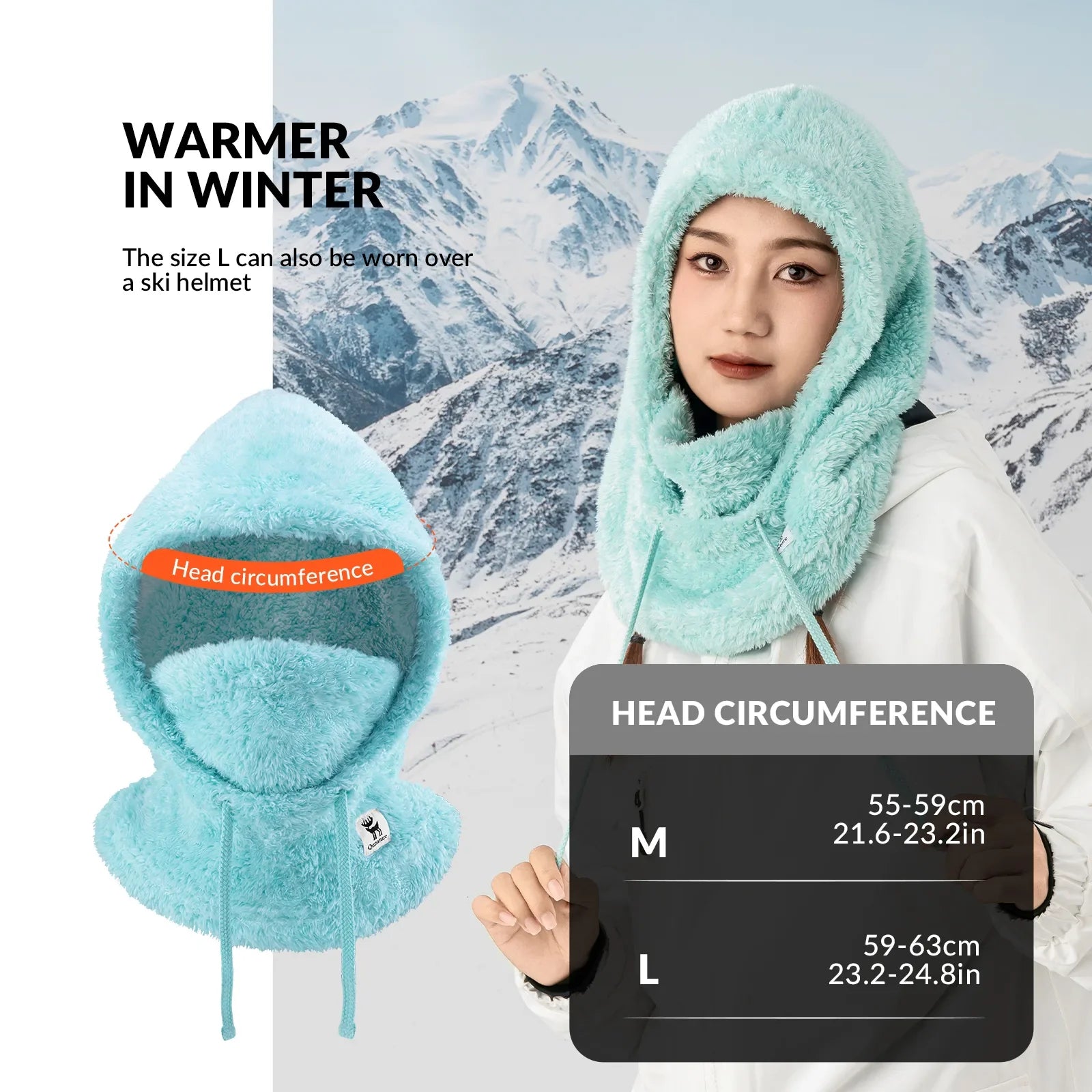 Qunature Global ski head cover with adjustable ventilation and detachable liner for winter sports warmth and comfort.
