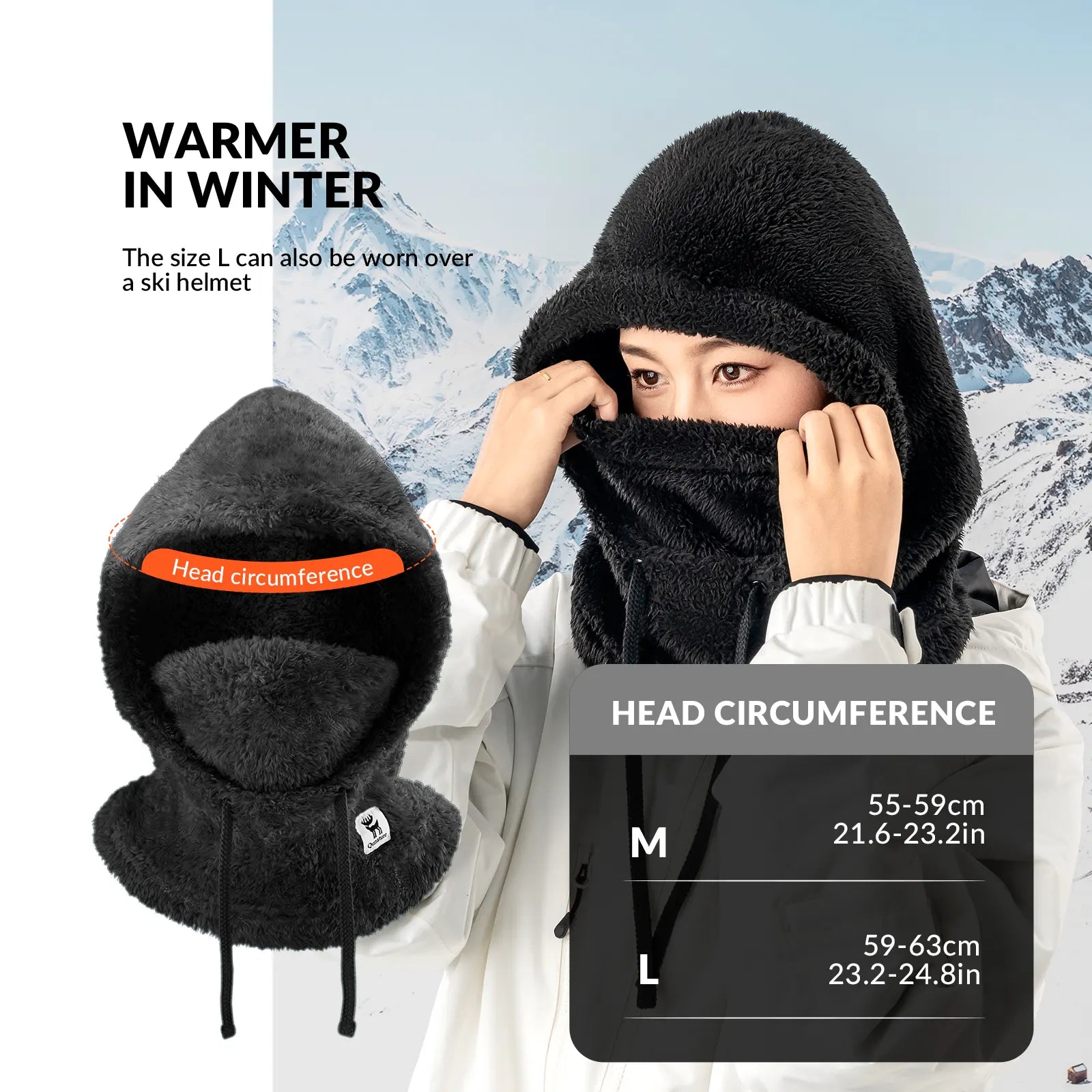 Qunature Global ski head cover with adjustable ventilation and detachable liner for winter sports warmth and comfort.